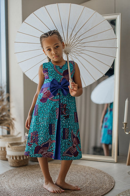 Turquoise Blue Butterfly A-Line Dress