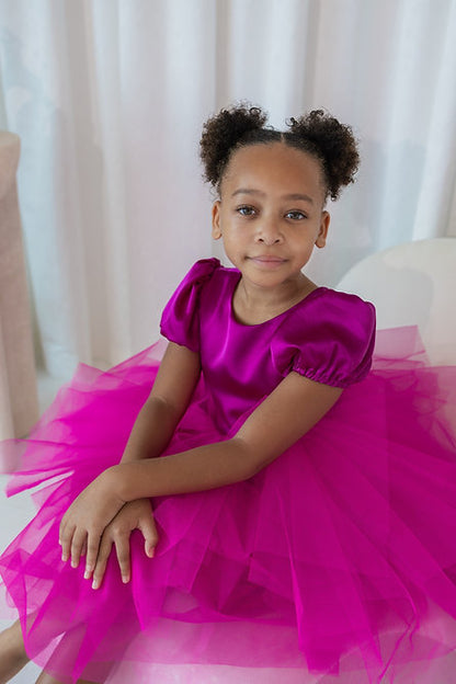 Pink Puff Sleeve Tulle