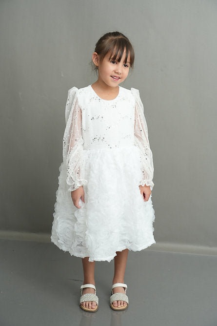 Cecilia white long sleeve dress