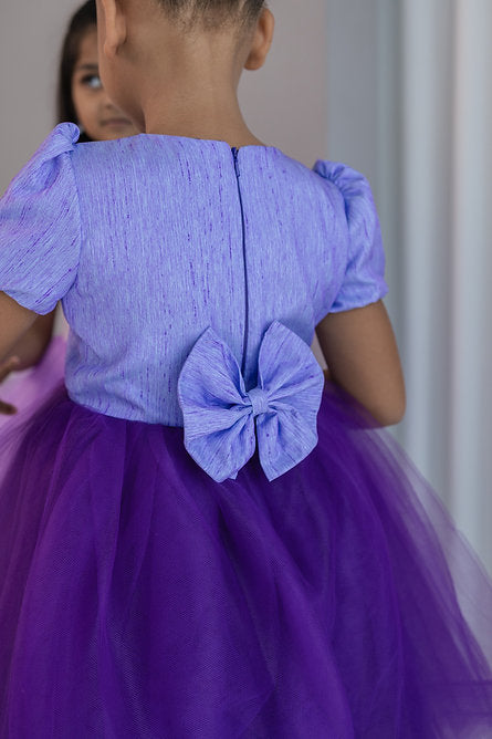 Purple Puff Sleeve Dress