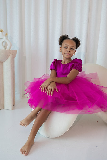 Pink Puff Sleeve Tulle