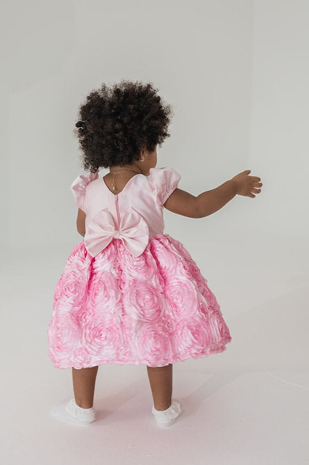 Light pink satin rose dress