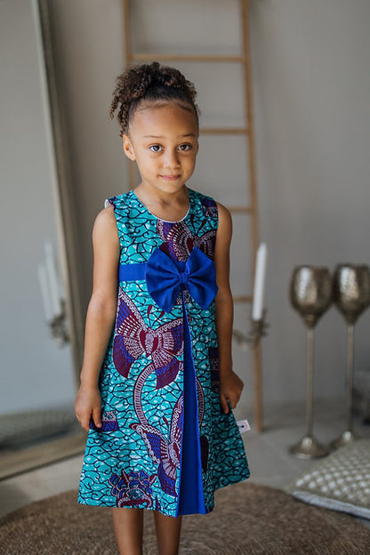 Turquoise Blue Butterfly A-Line Dress