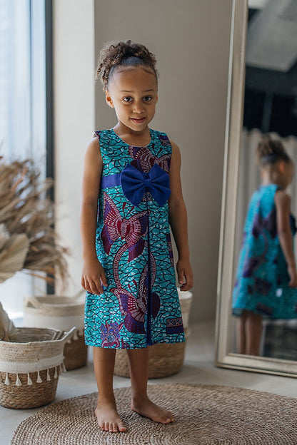 Turquoise Blue Butterfly A-Line Dress