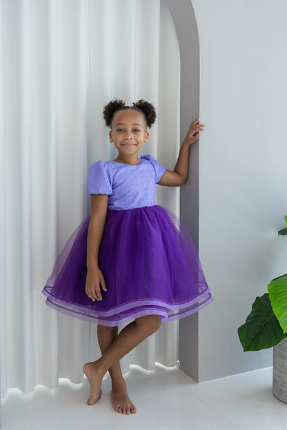 Purple Puff Sleeve Dress