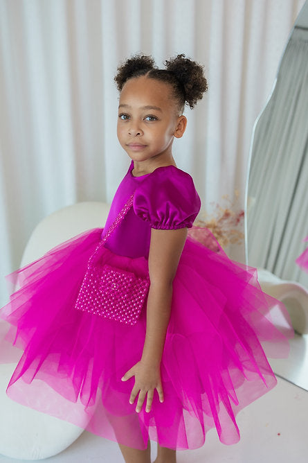 Pink Puff Sleeve Tulle