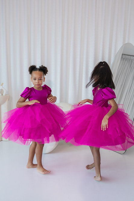 Pink Puff Sleeve Tulle
