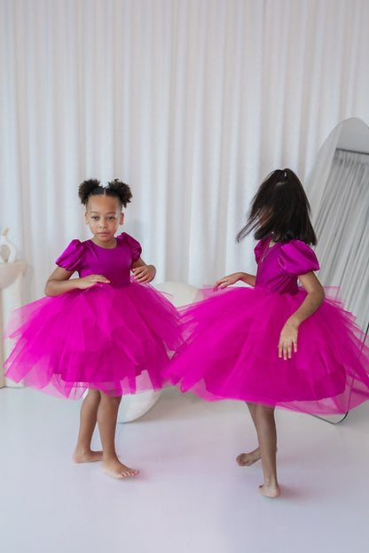 Pink Puff Sleeve Tulle