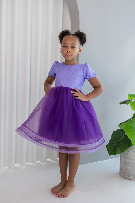 Purple Puff Sleeve Dress