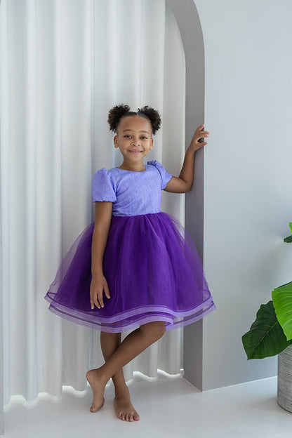 Purple Puff Sleeve Dress