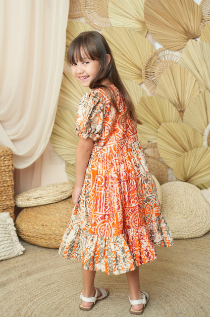 Batik Orange Dress